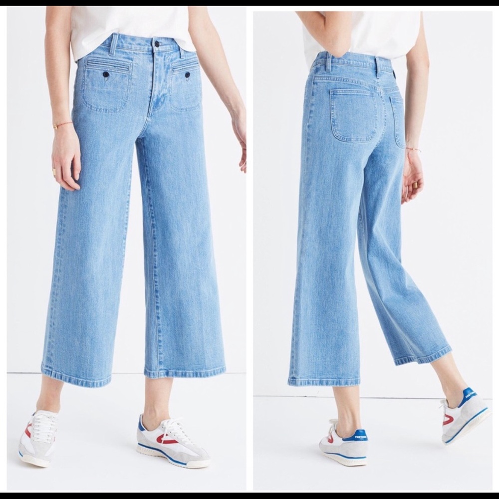 NWT Madewell Wide-leg Crop Jeans Edgeley Welt Pocket Size 30